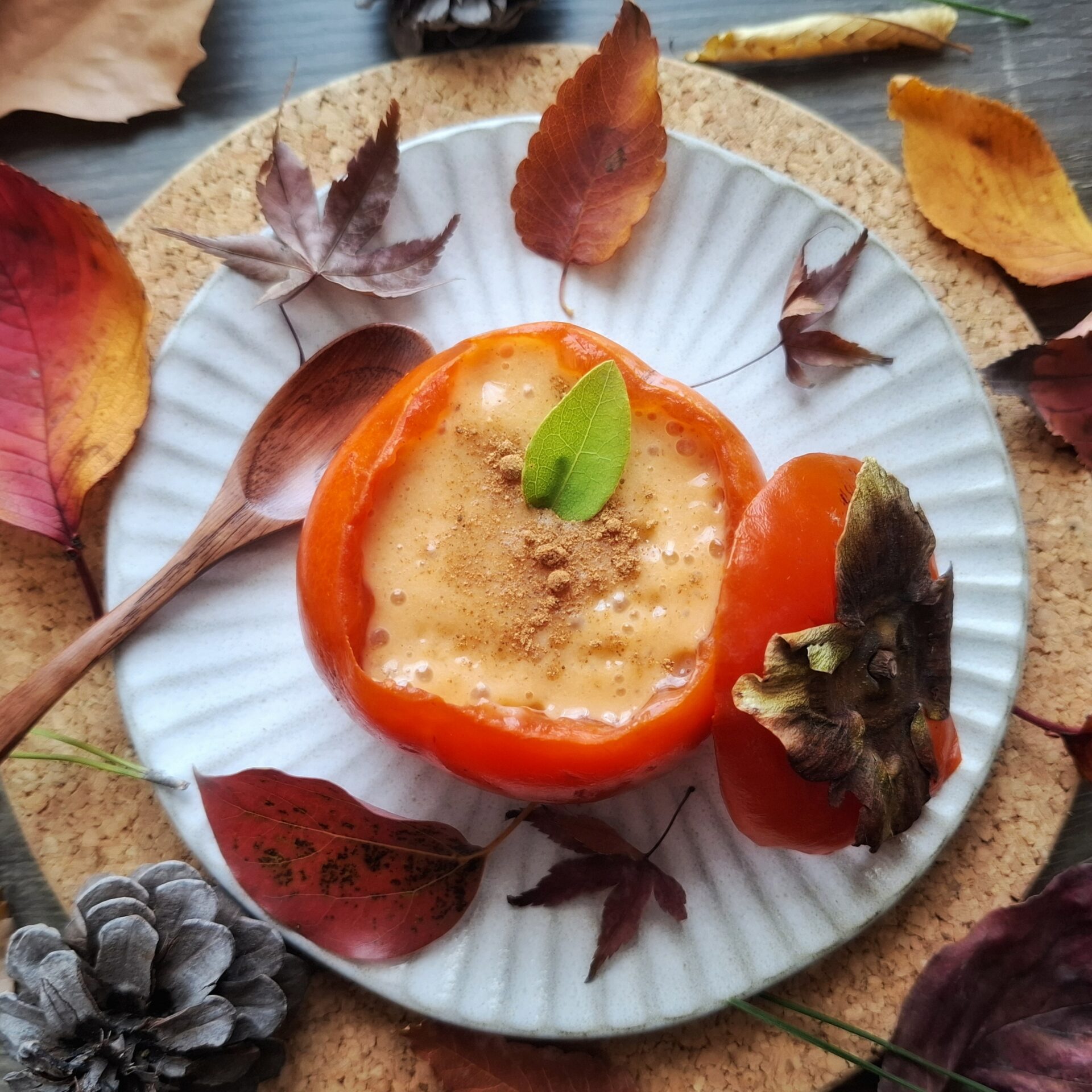 Creamy Mousse with Japanese Kaki Persimmon (Easy & Vegan) 柿ムース
